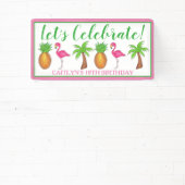 Banderoles Flamant rose d'anniversaire Palm Tree Pineapple (Insitu)
