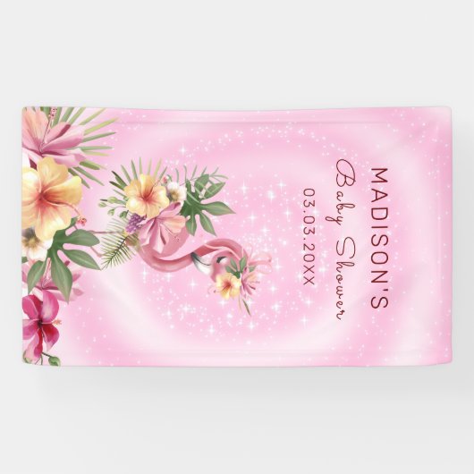 Banderoles Flamant rose en fleurs (Horizontal)