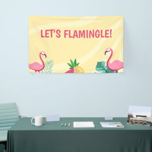 Banderoles Flamant rose Party - Signal/Bannière/fond modifiab (Salon professionnel)