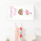 Banderoles Flamant rose rose à Santa Hat Noël Whimsical (En situation)