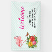 Banderoles Flamant rose rose & Hibiscus Tropical Fancy Annive (Vertical)