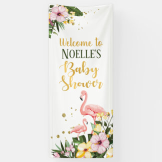 Banderoles Flamant rose rose tropical Baby shower or floral