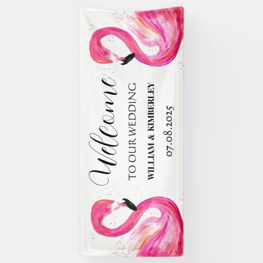 Banderoles Flamant rose rose Tropical Summer Beach Mariage (Vertical)