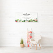 Banderoles Flamant rose Tropical Feuille Script Mariage Bienv (En situation)