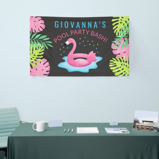 Banderoles Flamant rose Tropical Pool Party Bash Anniversaire (Salon professionnel)