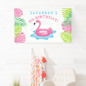 Banderoles Flamant rose Tropical Pool Party Bash Anniversaire (En situation)