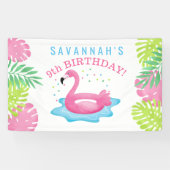 Banderoles Flamant rose Tropical Pool Party Bash Anniversaire (Horizontal)