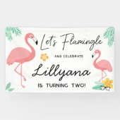 Banderoles Flamants roses & Fun Tropical Birthday Party, n'im (Horizontal)