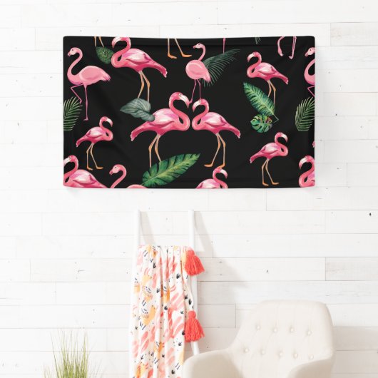 Banderoles Flamants roses Love Motif 4 (En situation)