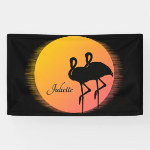 Banderoles Flamants roses Sunset personnel avec nom