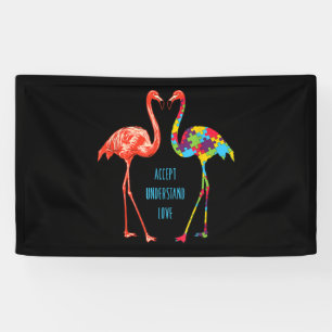 Banderoles Flamingo Accept Understand Love Autism Flamingo