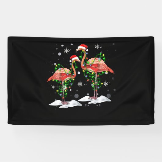 Banderoles Flamingo Christmas Tree Santa Hat Light Merry (Horizontal)