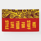 Banderoles Flammes de tatouage & cercles rouge + votre dos. & (Horizontal)