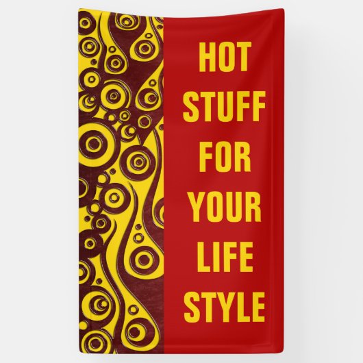 Banderoles Flammes de tatouage & cercles rouge + votre dos. & (Vertical)