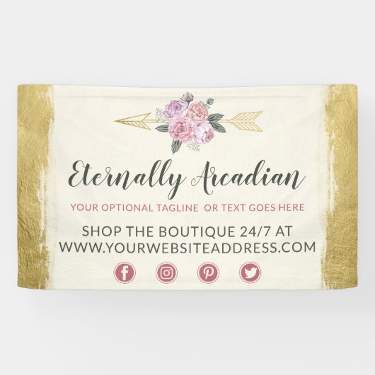 Banderoles Flèches florales bohème glamour Or Boho Chic (Horizontal)