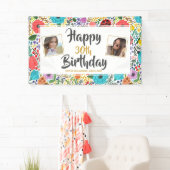 Banderoles Fleur Anniversaire Fête N'importe quel nom d'âge P (En situation)