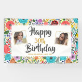 Banderoles Fleur Anniversaire Fête N'importe quel nom d'âge P (Horizontal)