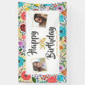 Banderoles Fleur Anniversaire Fête N'importe quel nom d'âge P (Vertical)