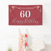 Banderoles Fleur d'aquarelle rouge 60e anniversaire (En situation)