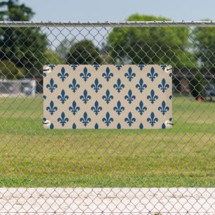 Banderoles Fleur de Lis Motif, Royal French Blue sur Crème