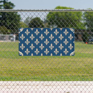 Banderoles Fleur de Lis Motif, Royal French, Crème sur Blue