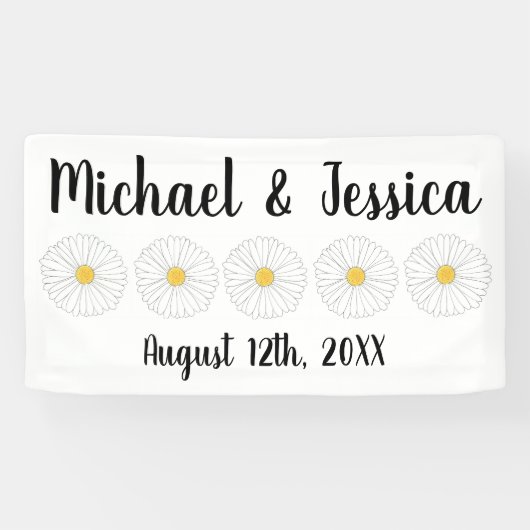 Banderoles Fleur de marguerite jaune blanc Fête de jardin flo (Horizontal)