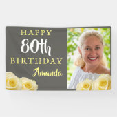 Banderoles Fleur de rose jaune Floral 80e anniversaire Photo (Horizontal)