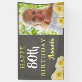 Banderoles Fleur de rose jaune Floral 80e anniversaire Photo (Vertical)