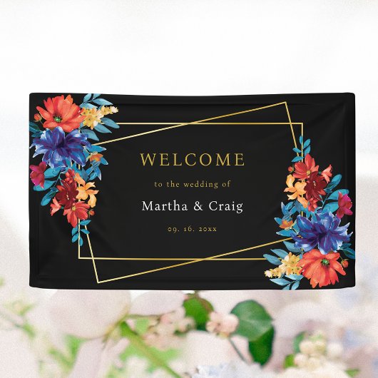 Banderoles Fleur mexicaine Mariage Black Welcome