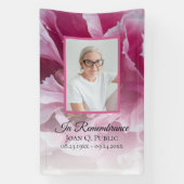 Banderoles Fleur rose Peony Célébration de la vie funéraire (Verticale)