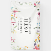 Banderoles Fleur sauvage 16e anniversaire de fête Bienvenue (Vertical)