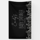 Banderoles Fleur sauvage Boho Baby shower noir élégant (Vertical)