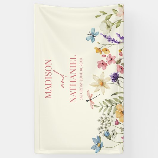 Banderoles Fleur sauvage Fleur Fleur Flore Jardin Mariage (Vertical)