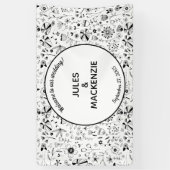 Banderoles Fleur sauvage Monochrome Mariage moderne (Vertical)