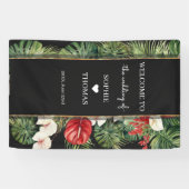 Banderoles Fleur tropicale et mariage foncé feuille (Horizontal)