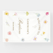 Banderoles fleurs aquarelle Baptême (Horizontal)