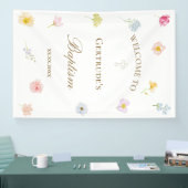 Banderoles fleurs aquarelle Baptême (Salon professionnel)