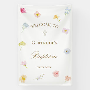 Banderoles fleurs aquarelle Baptême