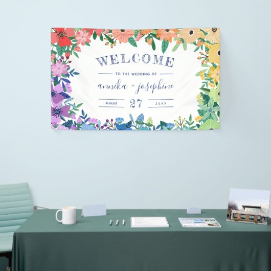 Banderoles Fleurs arc-en-ciel Accueil des Mariages LGBT (Salon professionnel)