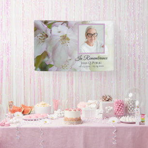 Banderoles Fleurs blanches et roses Célébration de la vie fun