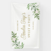 Banderoles Fleurs blanches et verdure Fête douce 16 ans (Verticale)