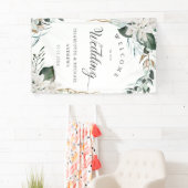 Banderoles Fleurs blanches Eucalyptus Mariage or (En situation)