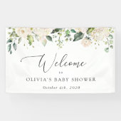 Banderoles Fleurs blanches, Fleurs de crème, Baby shower d'ac (Horizontal)