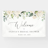 Banderoles Fleurs blanches, Fleurs de crème, Boho, Bienvenue (Horizontal)