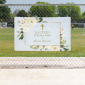 Banderoles Fleurs blanches or espagnol Bautizo Affiche de bie (En situation)