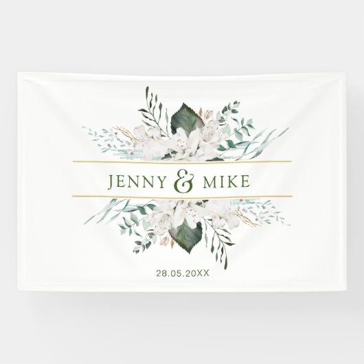 Banderoles Fleurs blanches simples et élégantes (Horizontal)