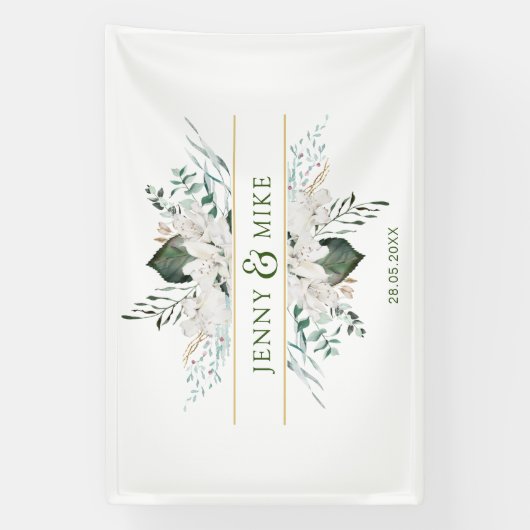 Banderoles Fleurs blanches simples et élégantes (Verticale)