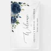 Banderoles Fleurs Bleues de la Marine, Verdure, Boho, Bienven (Vertical)