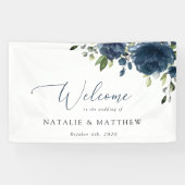 Banderoles Fleurs bleues de la Marine, Verdure, Boho, Mariage (Horizontal)