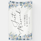 Banderoles Fleurs Bleues Moderne Juste Marié (Vertical)